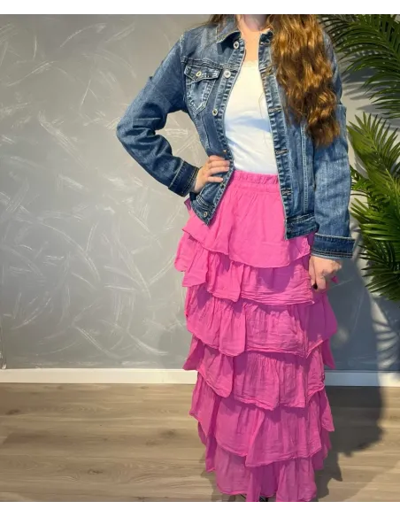 Pink maxi nederdel med lag til kvinder – TIPPY Collection