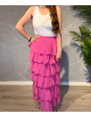 Pink maxi nederdel med lag til kvinder – TIPPY Collection