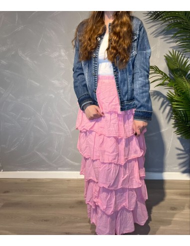 Lagdesign på lys rosa maxi nederdel – TIPPY