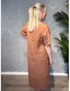 Brun hør kjole med syninger foran til kvinder – TIPPY Collection 2