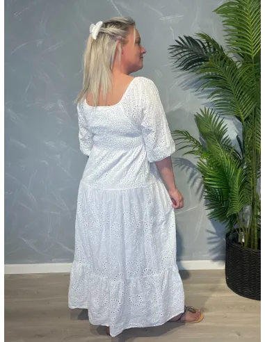 Bagside af hvid maxikjole til kvinder – TIPPY