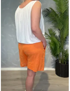 Orange bomulds shorts med bælte til kvinder – TIPPY Collection 2