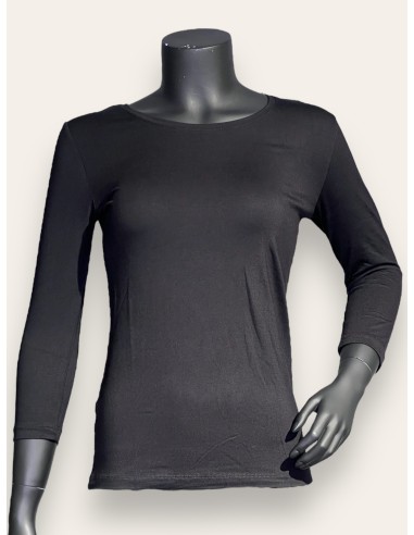 sort 3/4 ærmet basisbluse til kvinder – TIPPY Basic Collection