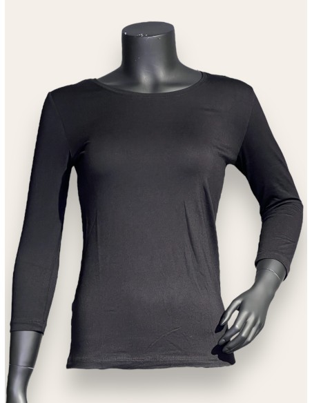 sort 3/4 ærmet basisbluse til kvinder – TIPPY Basic Collection