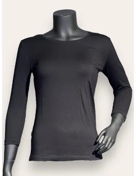 sort 3/4 ærmet basisbluse til kvinder – TIPPY Basic Collection