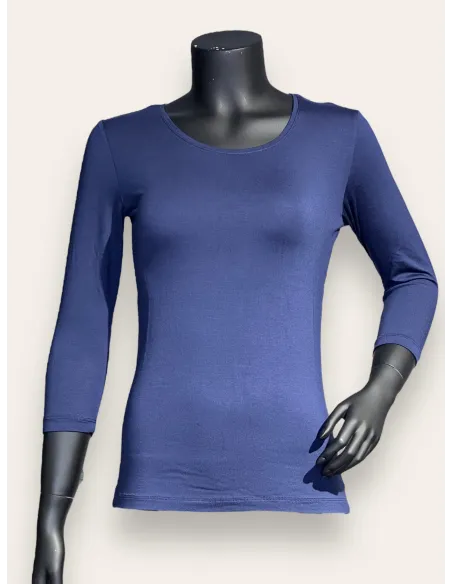 navy 3/4 ærmet basisbluse til kvinder – TIPPY Basic Collection