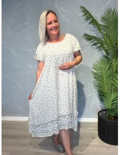 Sand midi kjole med blomster print til kvinder – Tippy Collection