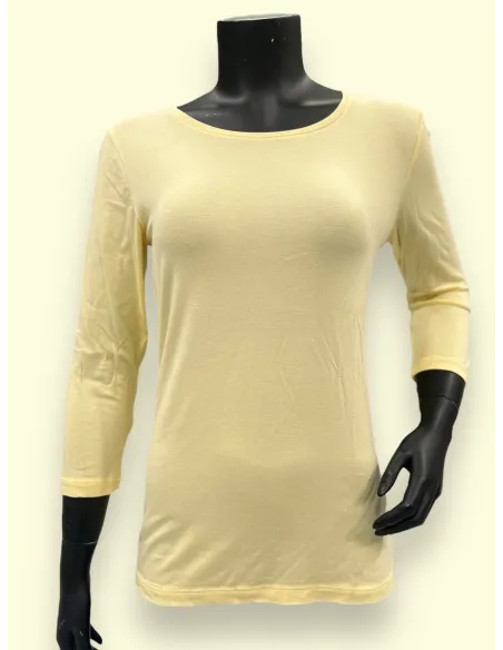 Gul 3/4 ærmet bluse til kvinder – TIPPY Basic Kollektion