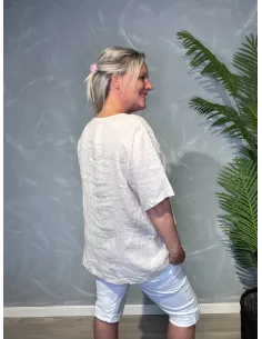 TIPPY SAND FARVET HØR BLUSE MED KNAP 2