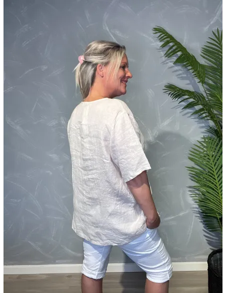 TIPPY SAND FARVET HØR BLUSE MED KNAP
