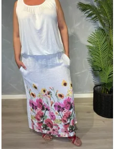 TIPPY HVID BLOMSTRET HØR MAXI NEDERDEL