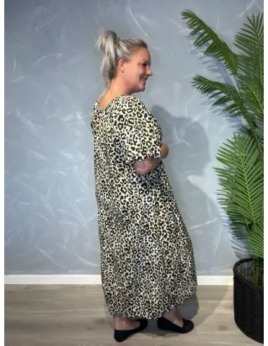 Bagside af leopard maxi kjole til kvinder – TIPPY