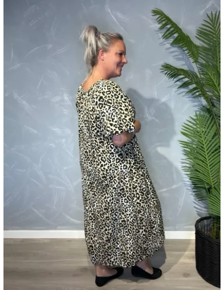 Bagside af leopard maxi kjole til kvinder – TIPPY