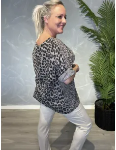 Mørk leo bluse til kvinder med snøre – TIPPY Collection TIPPY 2