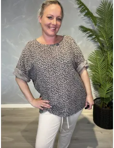 Mørk leo bluse til kvinder med snøre – TIPPY Collection TIPPY