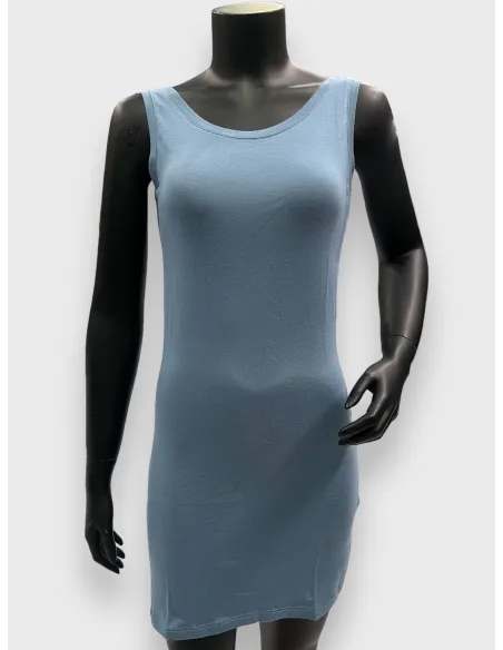dusty blue lang top til kvinder i viskose med stretch – TIPPY Basic Collection