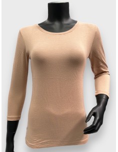 nougat 3/4 ærmet basisbluse til kvinder – TIPPY Basic Collection