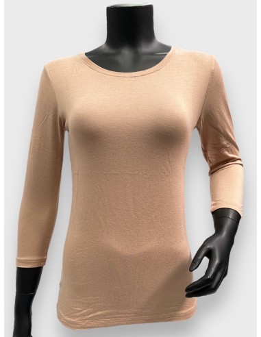 nougat 3/4 ærmet basisbluse til kvinder – TIPPY Basic Collection