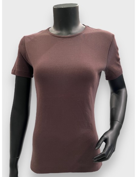 TIPPY basis t-shirt i coffee, klassisk design med rund hals