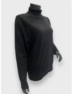 Sort fin strikket pullover med rullekrave til kvinder – Tippy Design