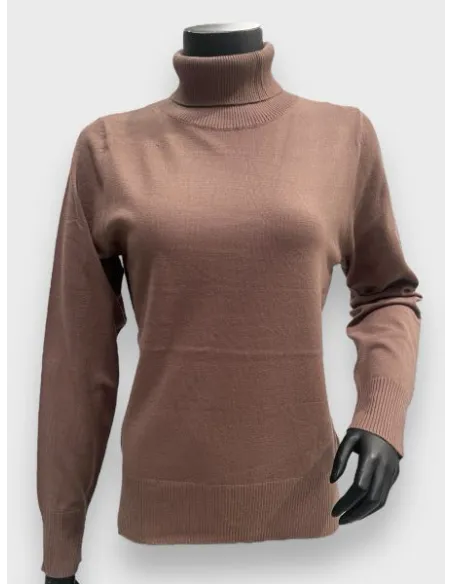 “Nougat fin strikket pullover med rullekrave til kvinder – Tippy Design”