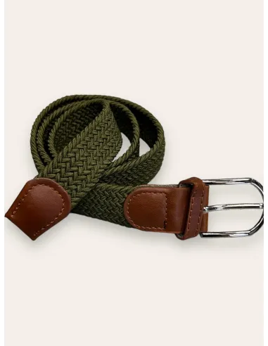 grønt stræk bælte til kvinder med elastisk vævning og læderdetaljer – TIPPY Italian Select