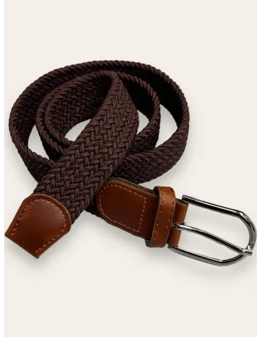 brown stræk bælte til kvinder med elastisk vævning og læderdetaljer – TIPPY Italian Select