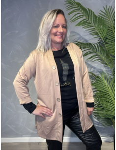 Nougat cardigan med knapper til kvinder – TIPPY Collection