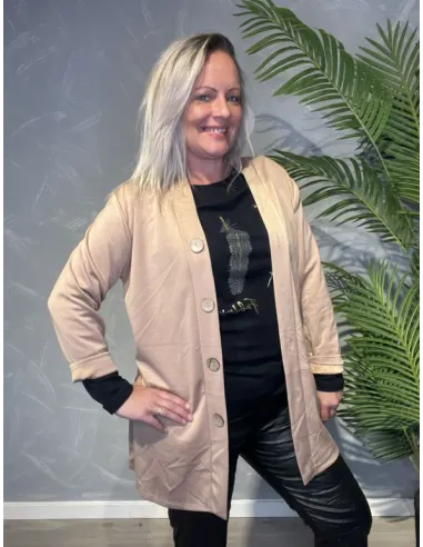 Nougat cardigan med knapper til kvinder – TIPPY Collection