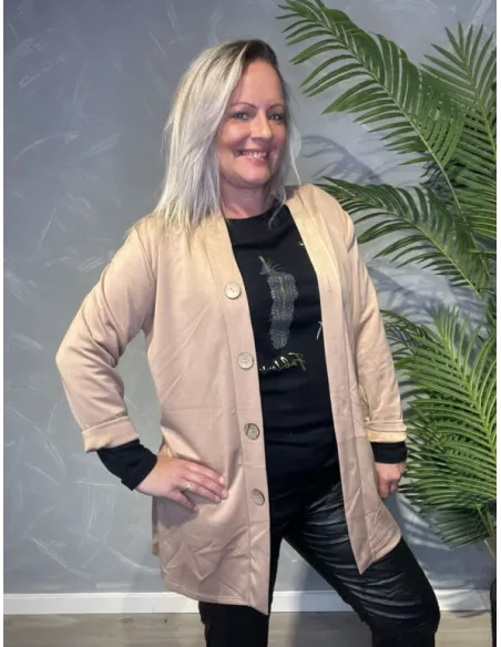 Nougat cardigan med knapper til kvinder – TIPPY Collection