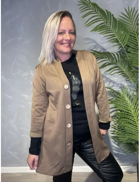 Brun cardigan med knapper til kvinder – TIPPY Collection