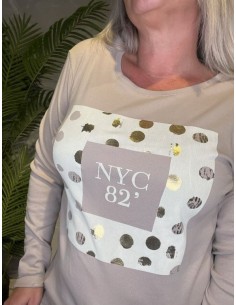 TIPPY LANGÆRMET T-SHIRT MED PRINT BEIGE 2