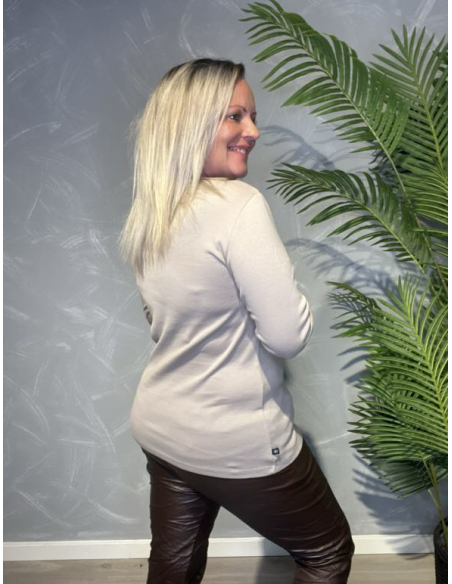 TIPPY LANGÆRMET T-SHIRT MED PRINT BEIGE