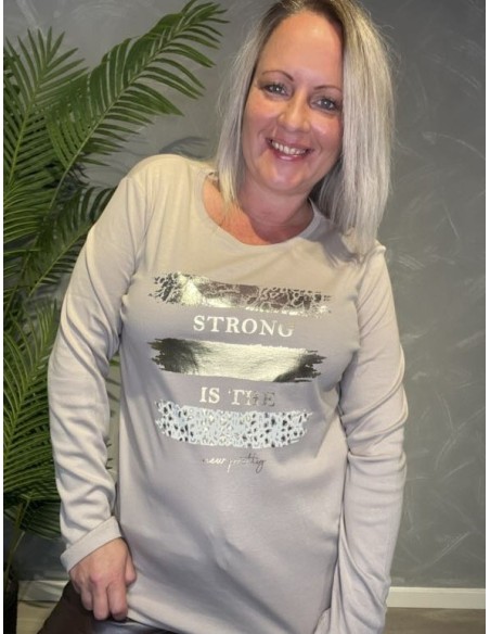 TIPPY LANGÆRMET T-SHIRT MED PRINT BEIGE