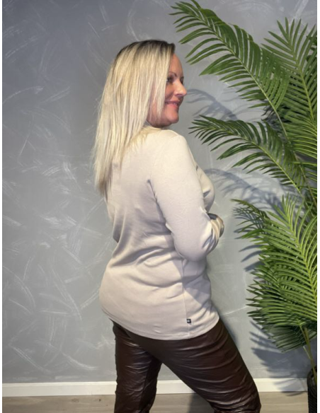 TIPPY LANGÆRMET T-SHIRT MED PRINT BEIGE