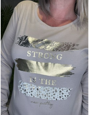 TIPPY LANGÆRMET T-SHIRT MED PRINT BEIGE