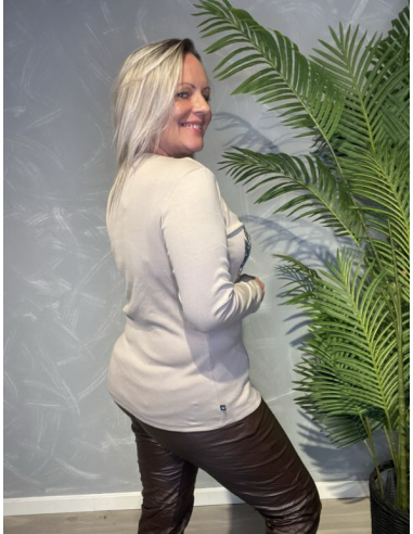 TIPPY LANGÆRMET T-SHIRT MED FJER PRINT SORT