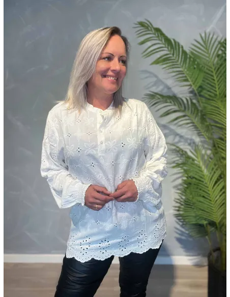 TIPPY HVID BRODERI ANGLAISE BLUSE