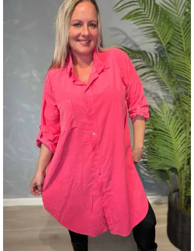 Pink fløjls skjorte med knapper til kvinder – Tippy Collection