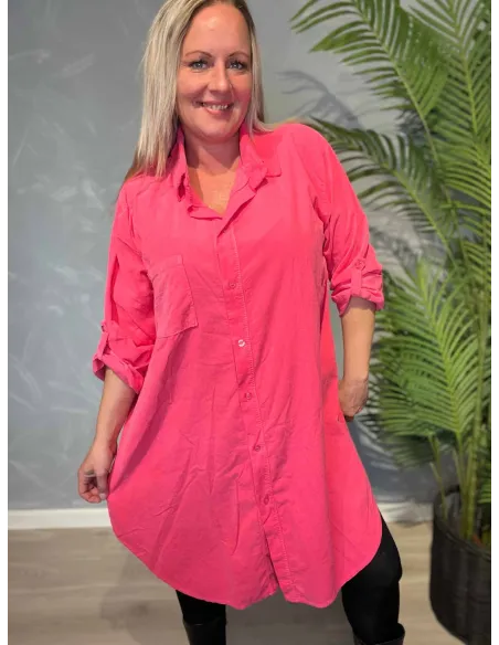 Pink fløjls skjorte med knapper til kvinder – Tippy Collection