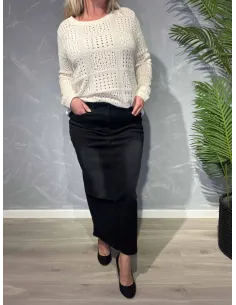 Bagside af sort cowboy nederdel med slids – TIPPY 2