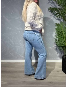 Lys blå flared leg jeans til kvinder – Karostar 2