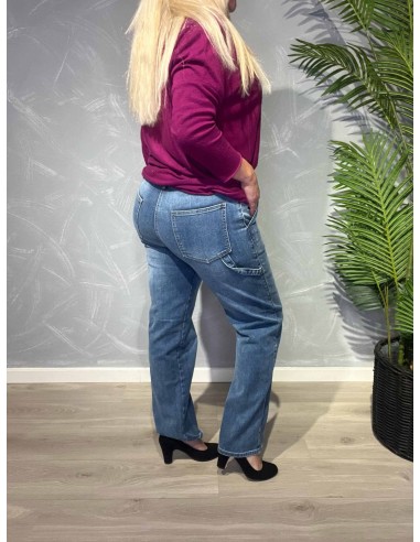 Bagside af denim cargo jeans til kvinder – TIPPY