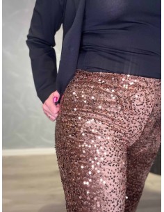 Brun pailletbuks med festligt shine til kvinder – TIPPY Collection 2