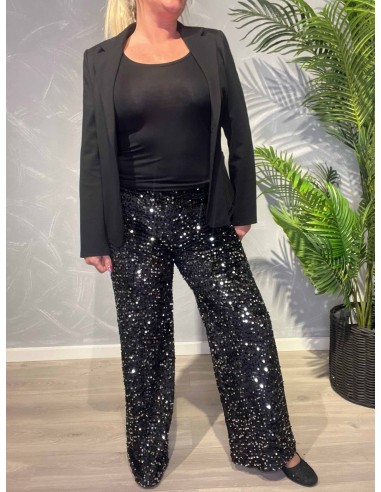 Sort pailletbuks med festligt shine til kvinder – TIPPY Collection
