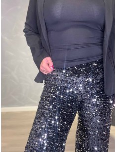 Sort pailletbuks med festligt shine til kvinder – TIPPY Collection 2