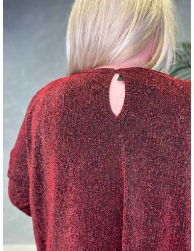 TIPPY;  LANGÆRMET RØD GLIMMER BLUSE