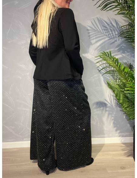Bagside af sort buks med vide ben – TIPPY
