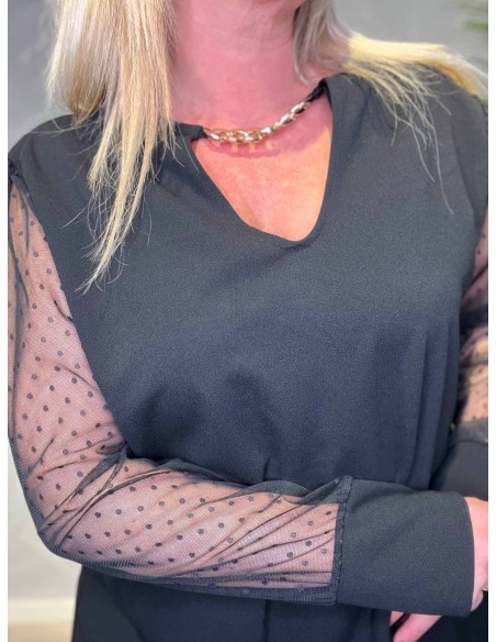 TIPPY; KJOLE MED MESH ÆRMER