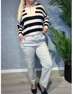 Beige chino bukser med stræk og bælte til kvinder – TIPPY Collection